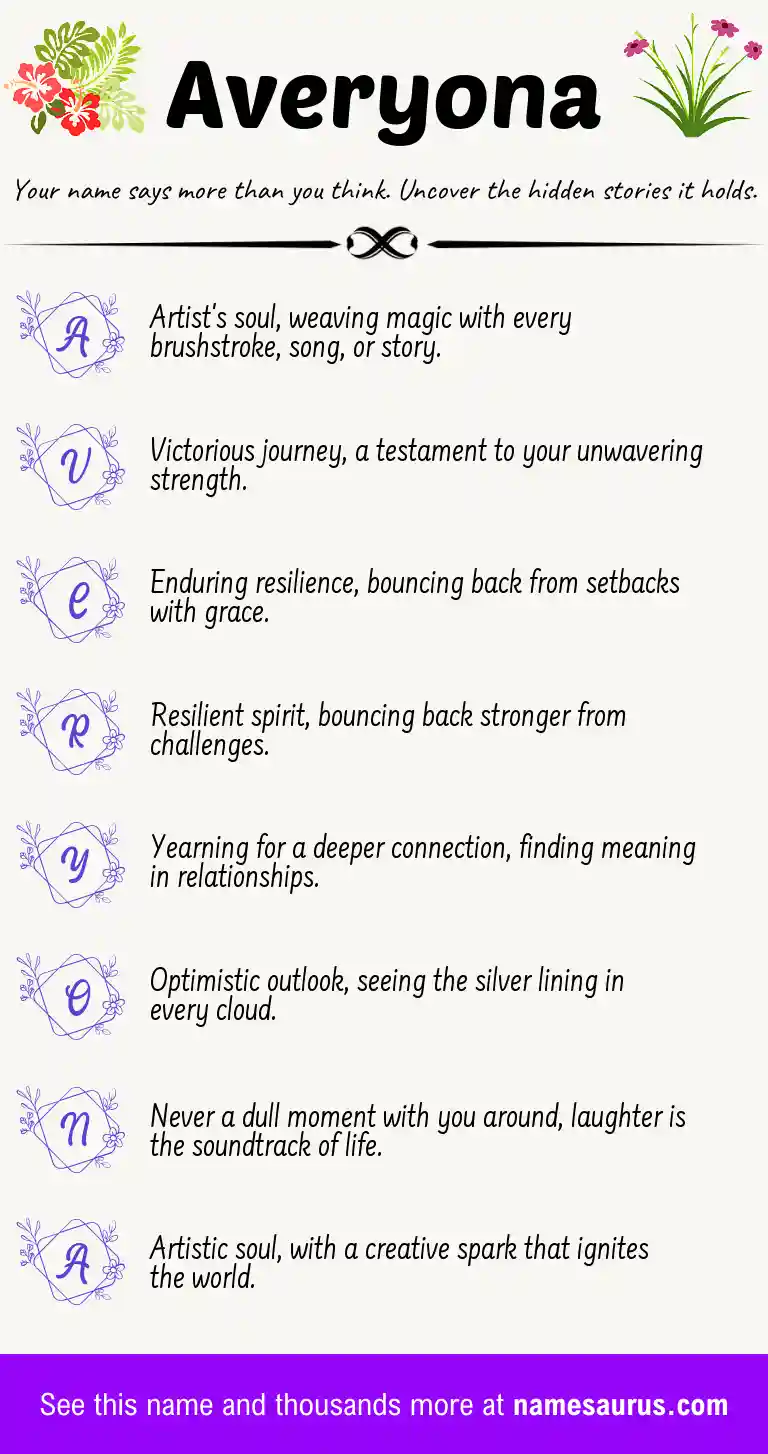 Acrostic poem about Averyona.