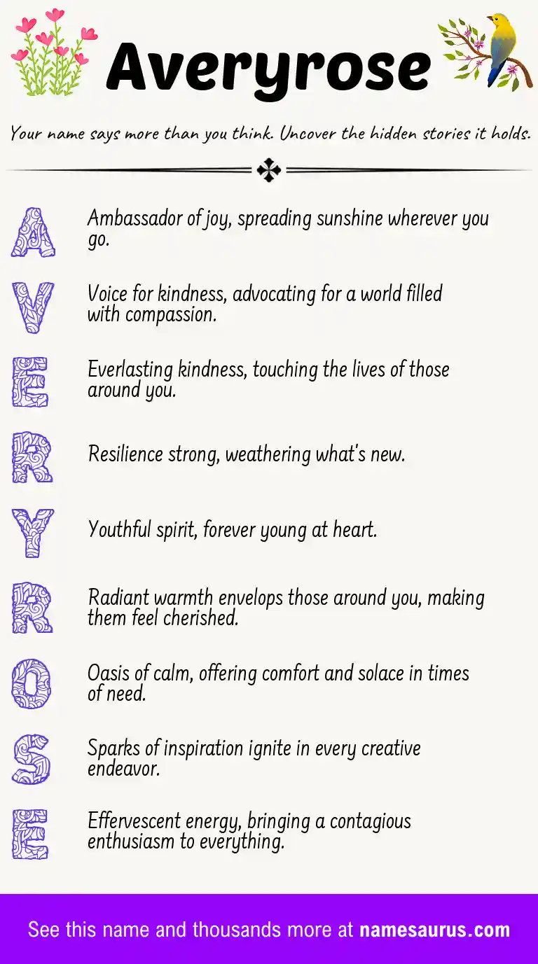 Acrostic poem about Averyrose.