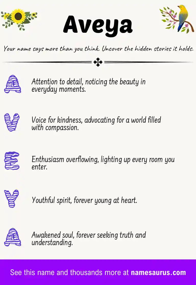 Acrostic poem about Aveya.