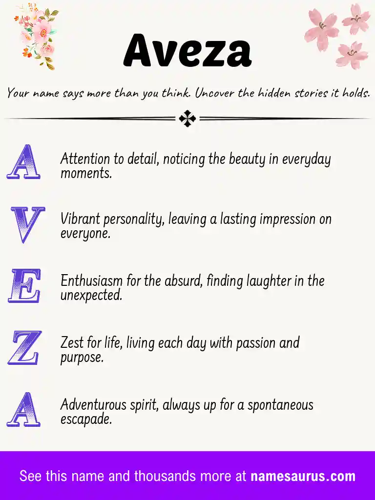 Acrostic poem about Aveza.
