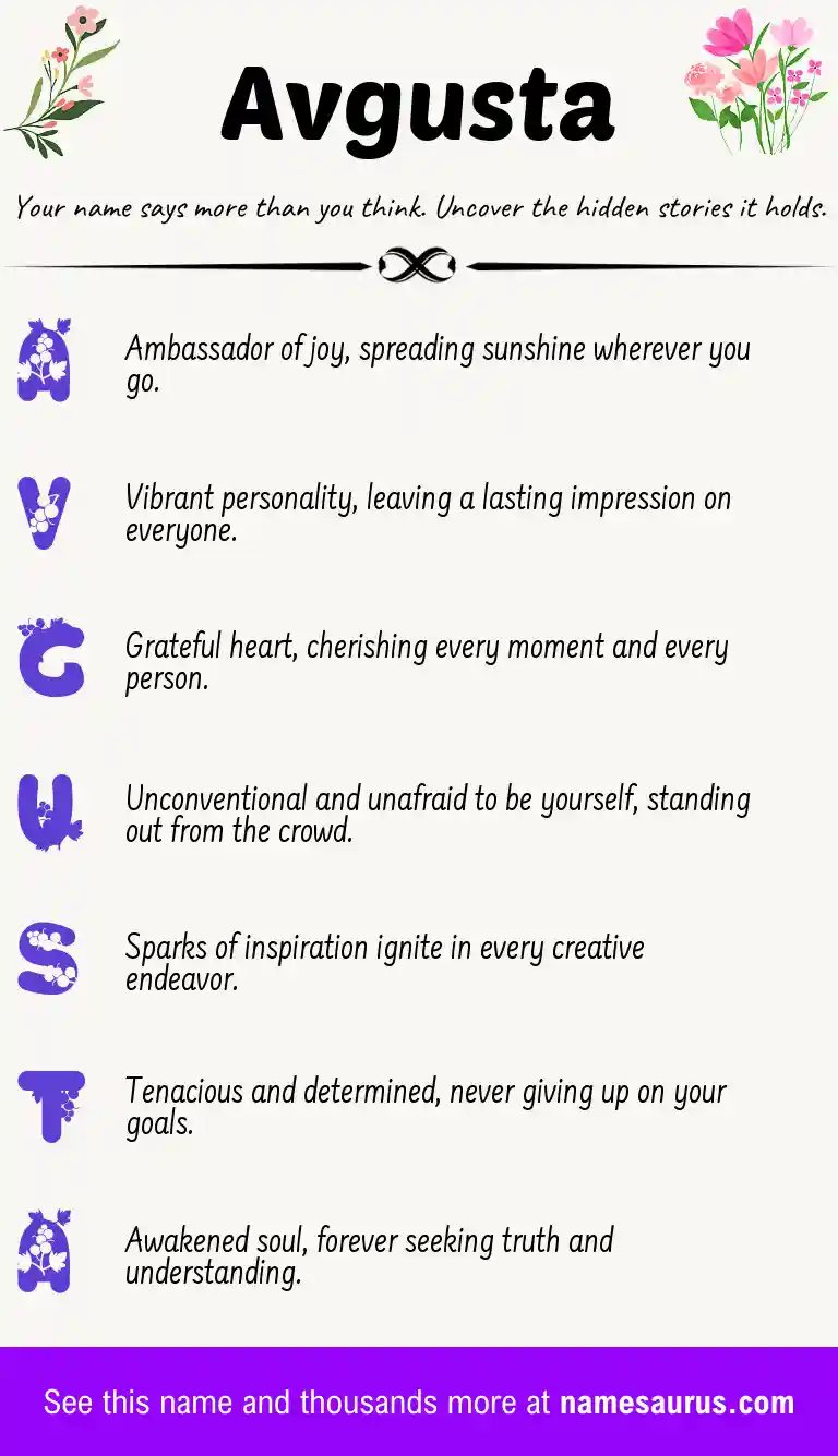 Acrostic poem about Avgusta.