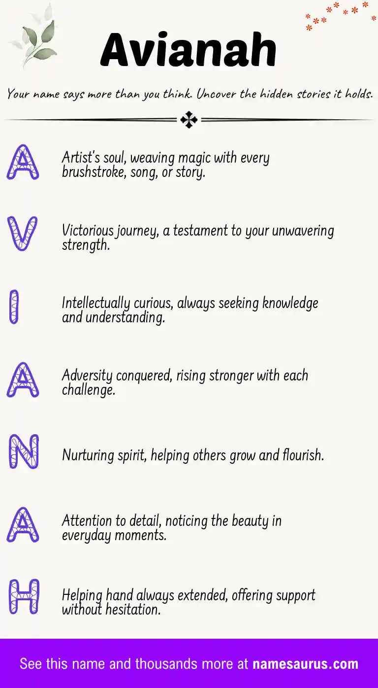 Acrostic poem about Avianah.
