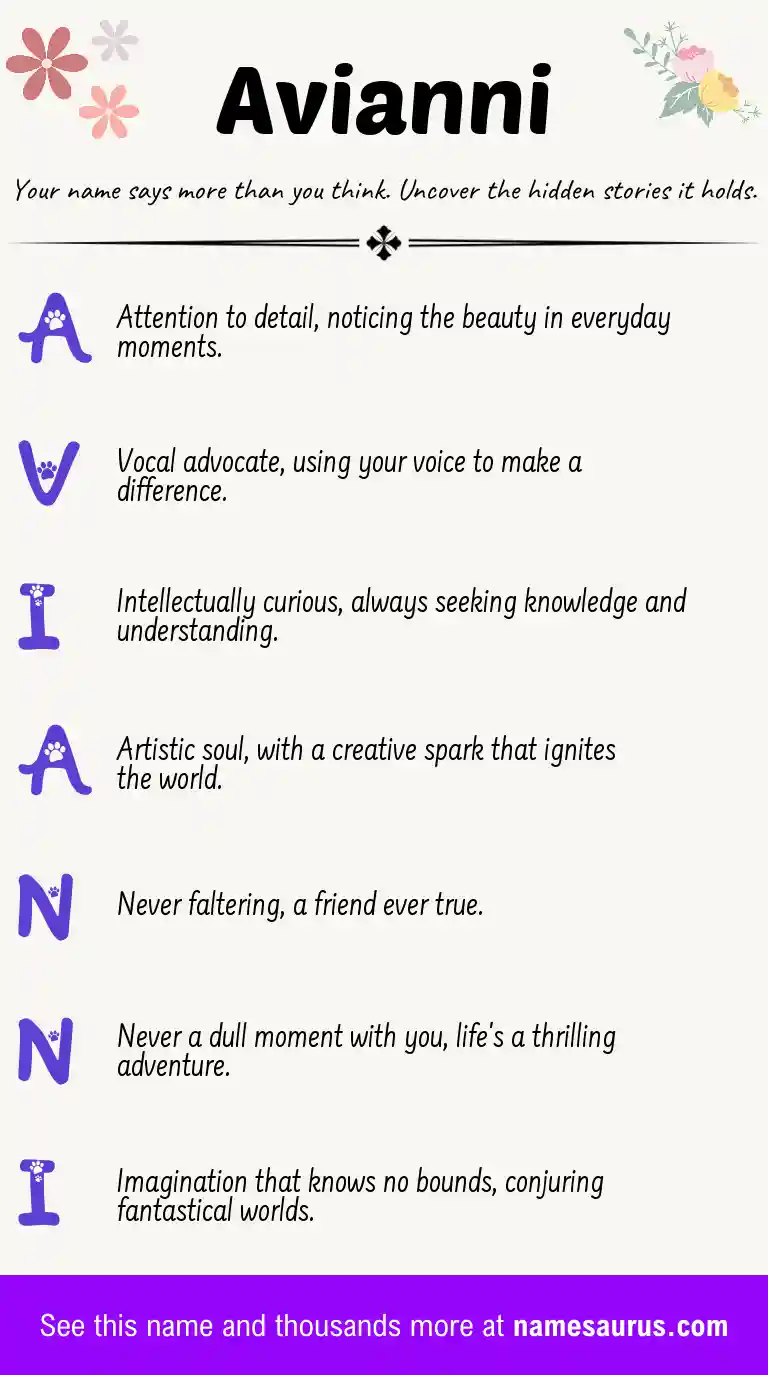 Acrostic poem about Avianni.