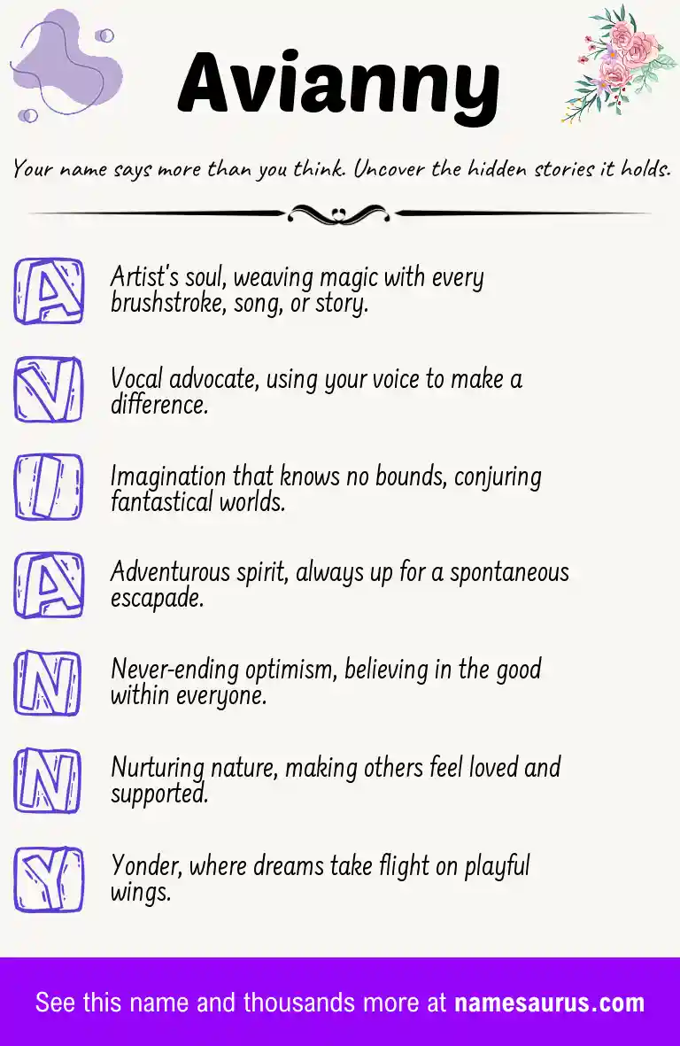 Acrostic poem about Avianny.
