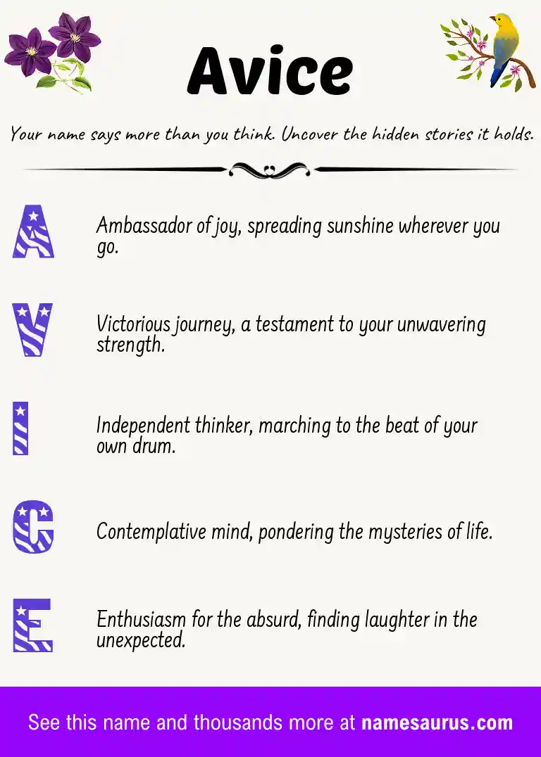 Acrostic poem about Avice.