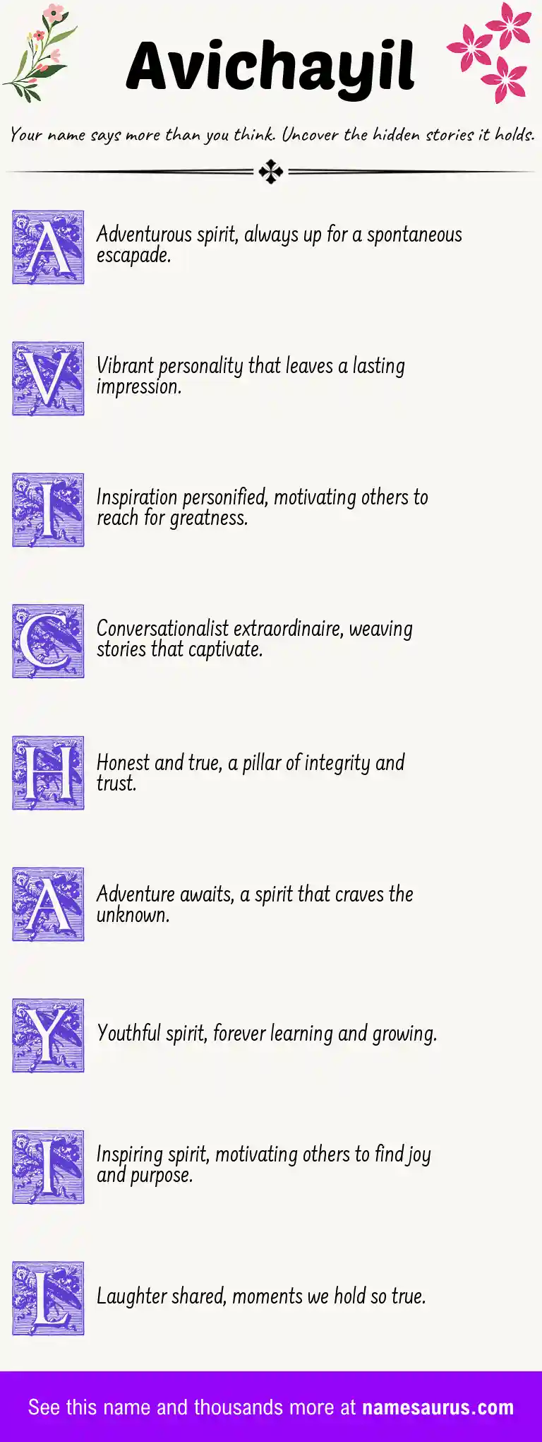 Acrostic poem about Avichayil.