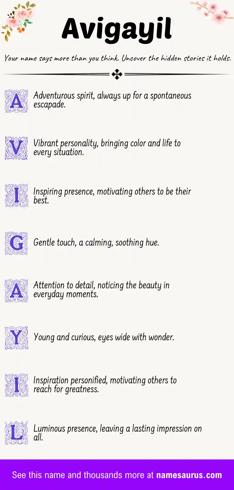 Acrostic poem about Avigayil.