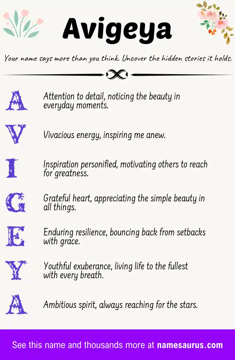 Acrostic poem about Avigeya.