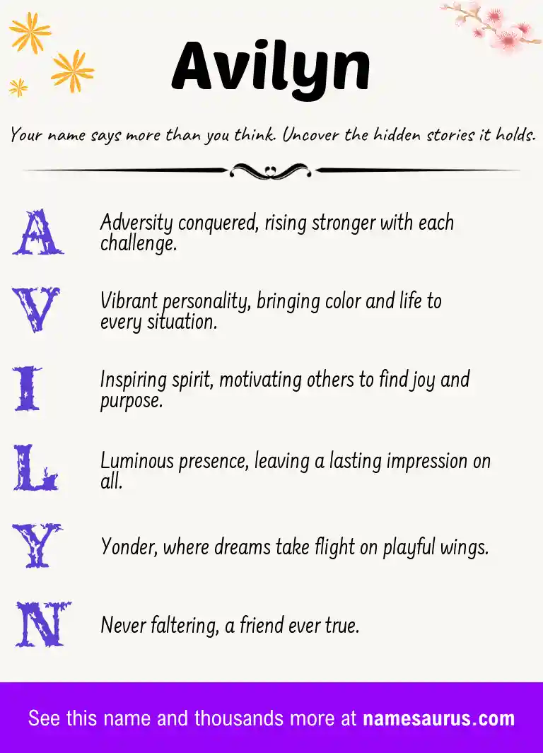 Acrostic poem about Avilyn.