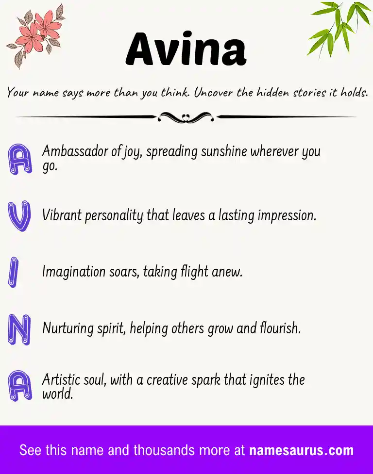 Acrostic poem about Avina.