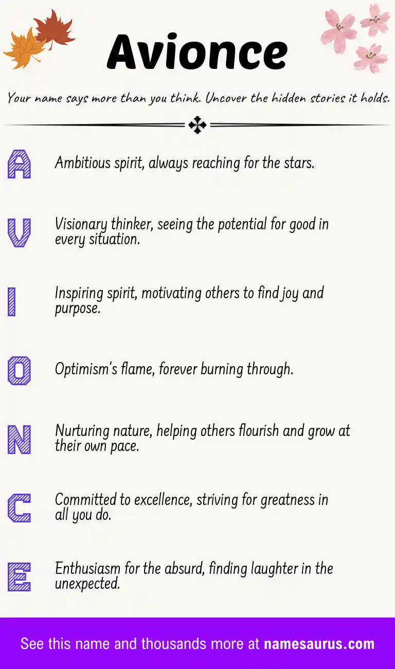 Acrostic poem about Avionce.