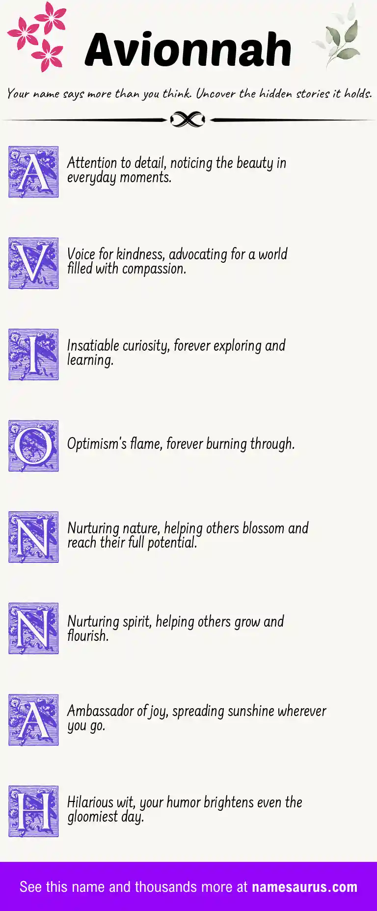 Acrostic poem about Avionnah.