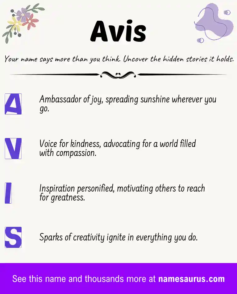 Acrostic poem about Avis.