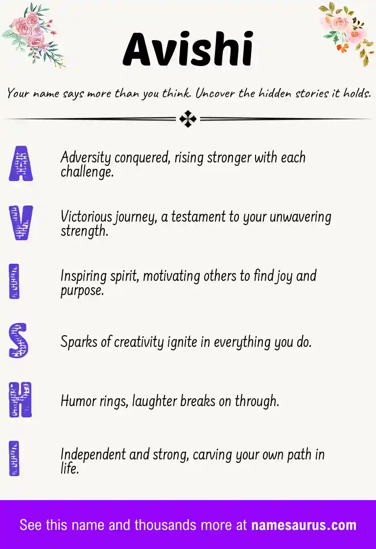 Acrostic poem about Avishi.