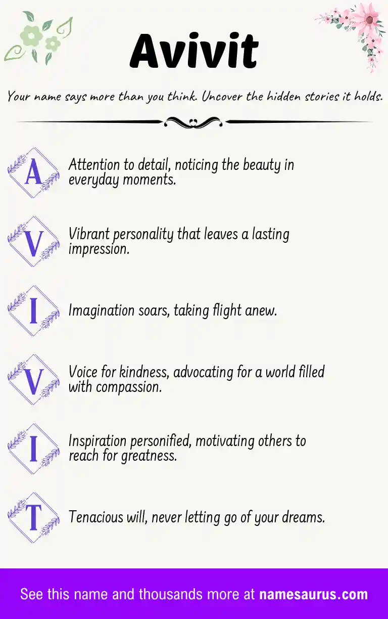 Acrostic poem about Avivit.