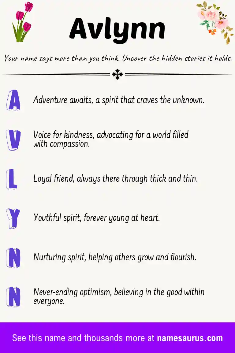 Acrostic poem about Avlynn.