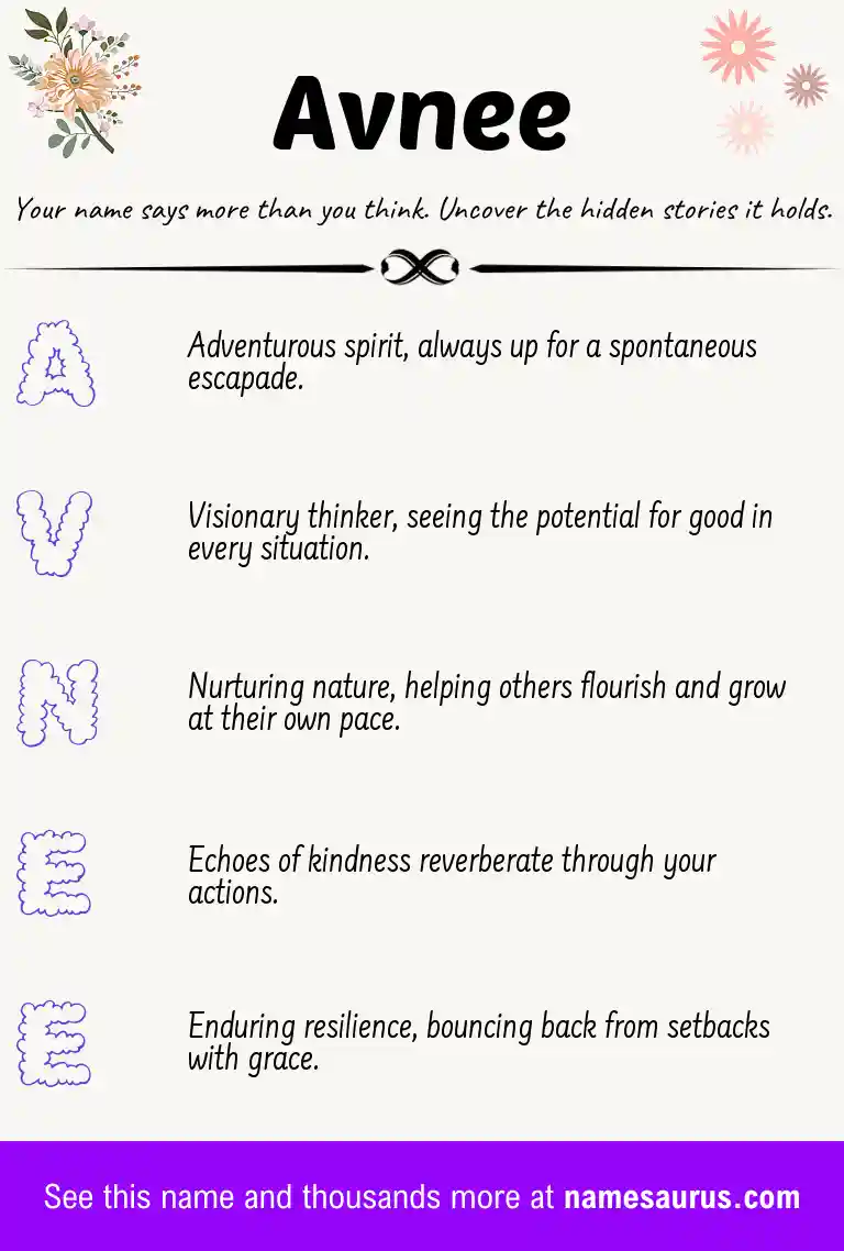 Acrostic poem about Avnee.