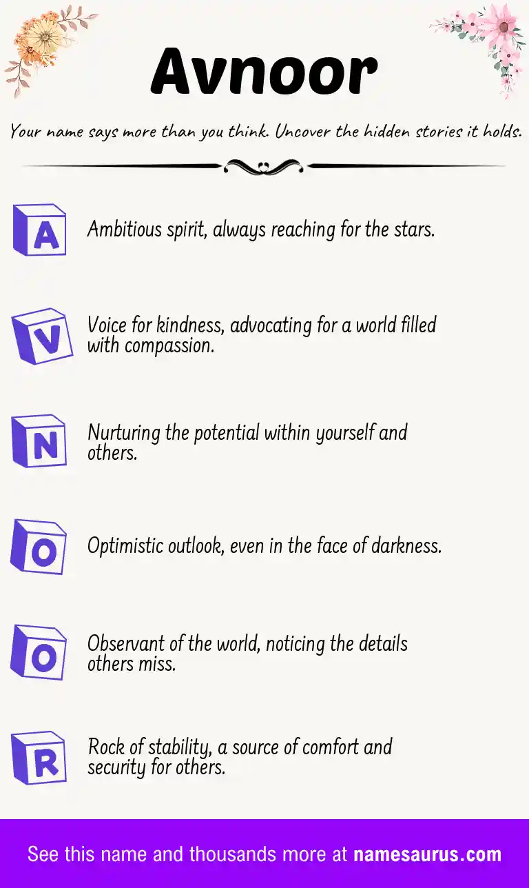 Acrostic poem about Avnoor.