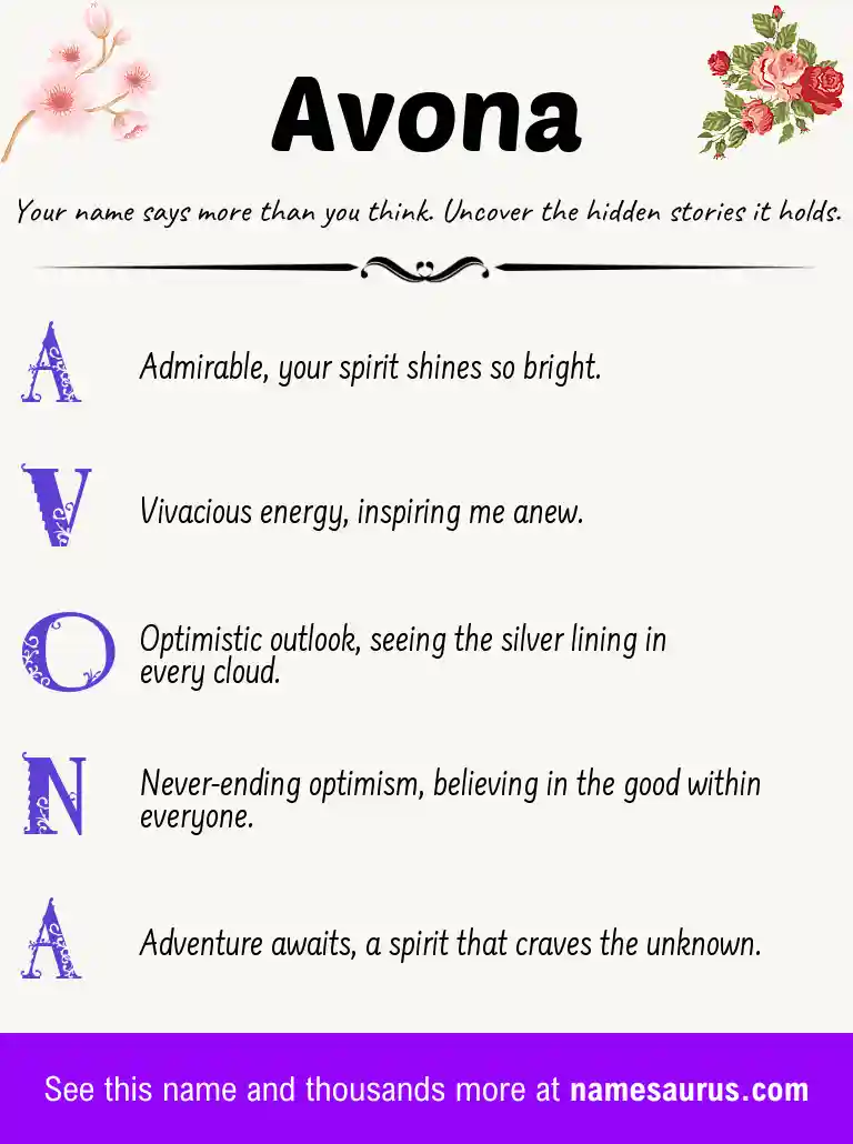 Acrostic poem about Avona.