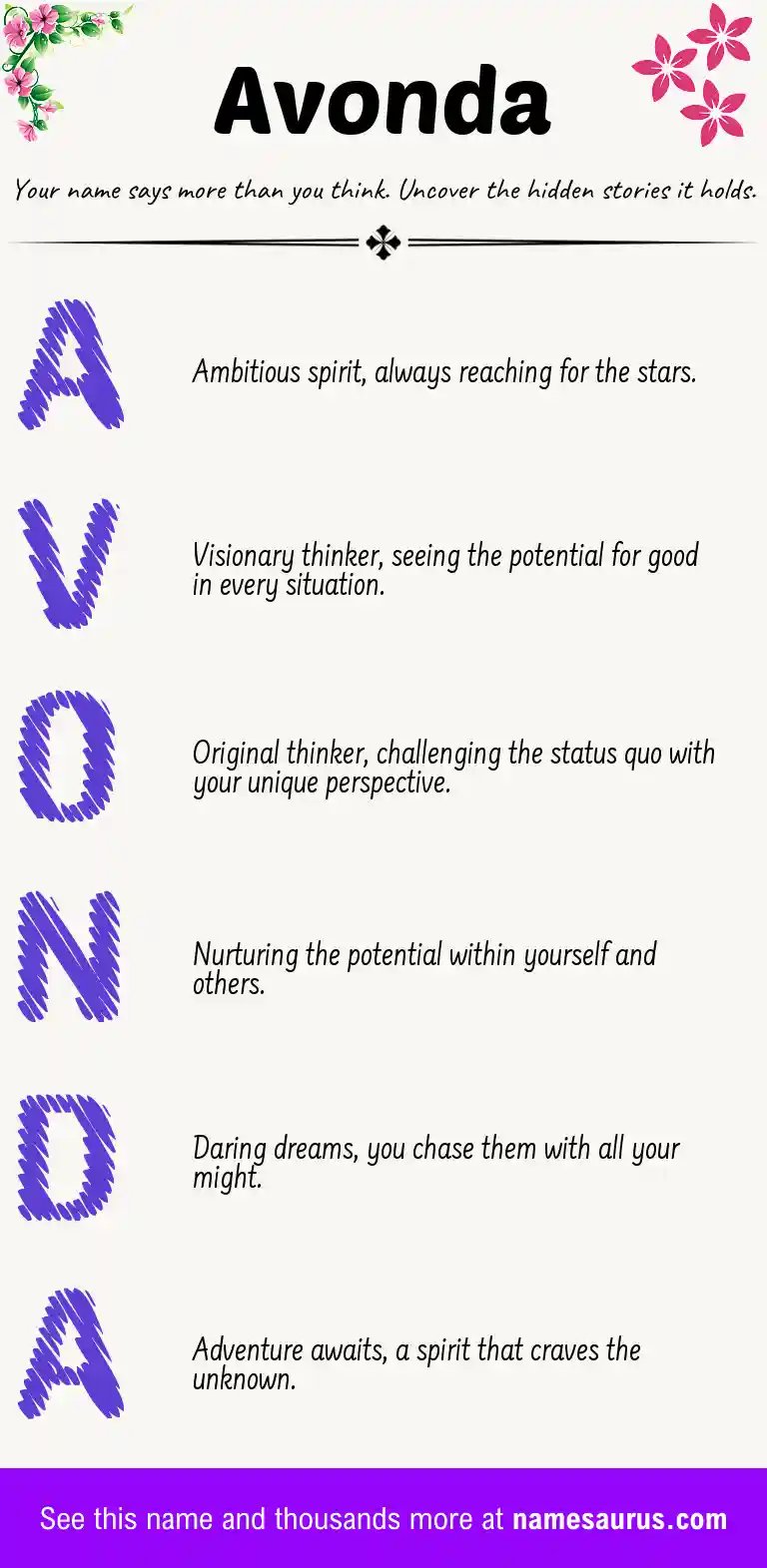 Acrostic poem about Avonda.