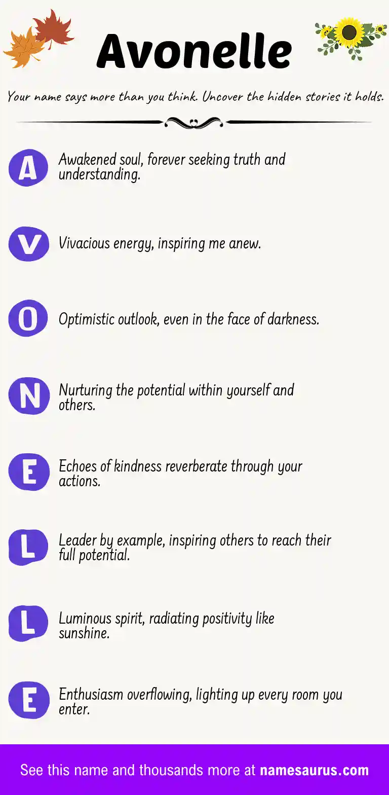 Acrostic poem about Avonelle.