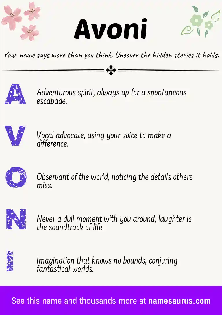 Acrostic poem about Avoni.