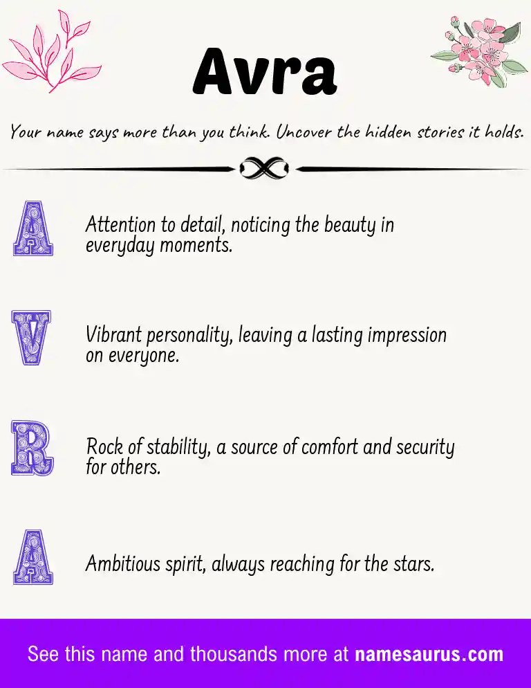 Acrostic poem about Avra.