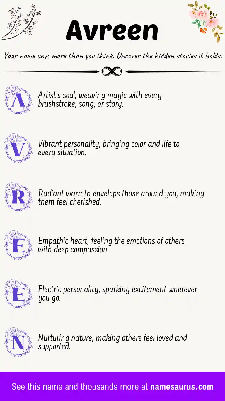 Acrostic poem about Avreen.