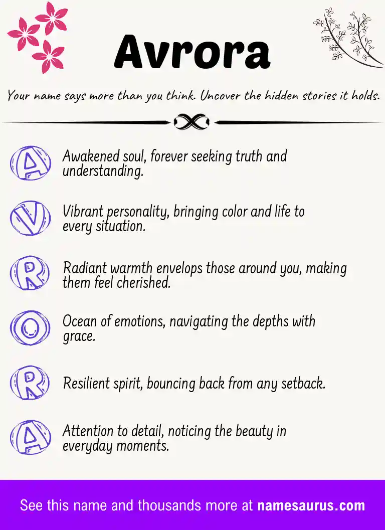 Acrostic poem about Avrora.