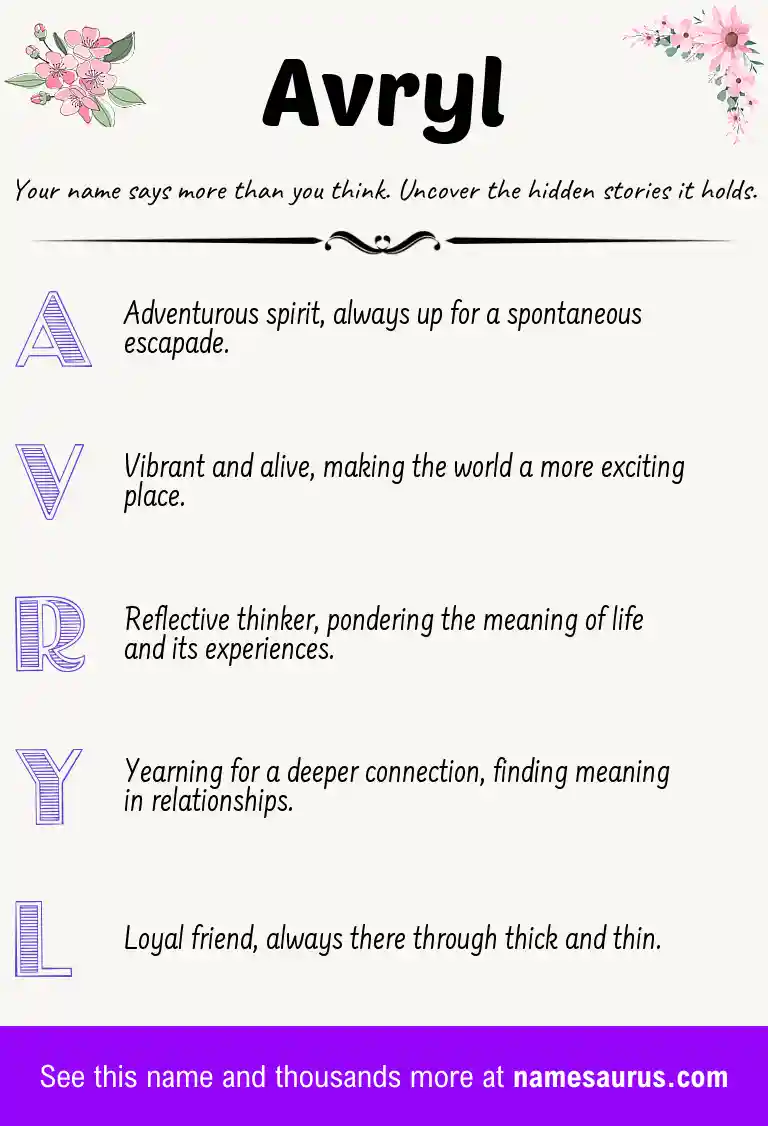 Acrostic poem about Avryl.