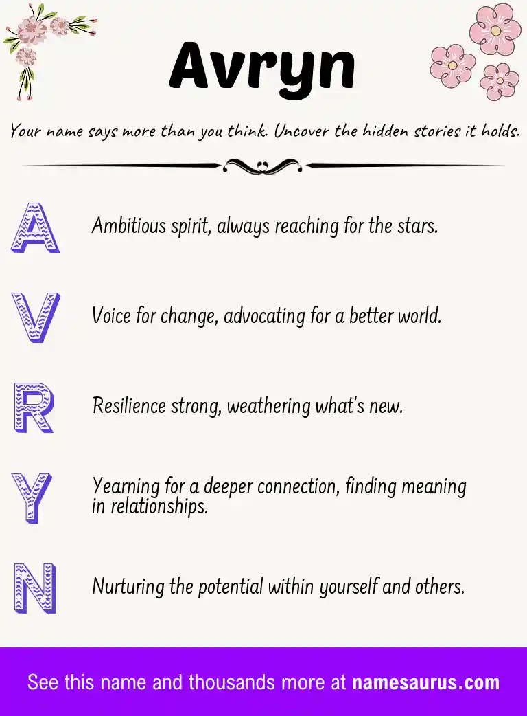 Acrostic poem about Avryn.