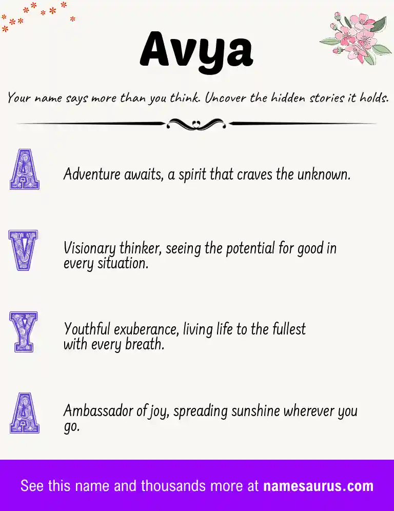 Acrostic poem about Avya.