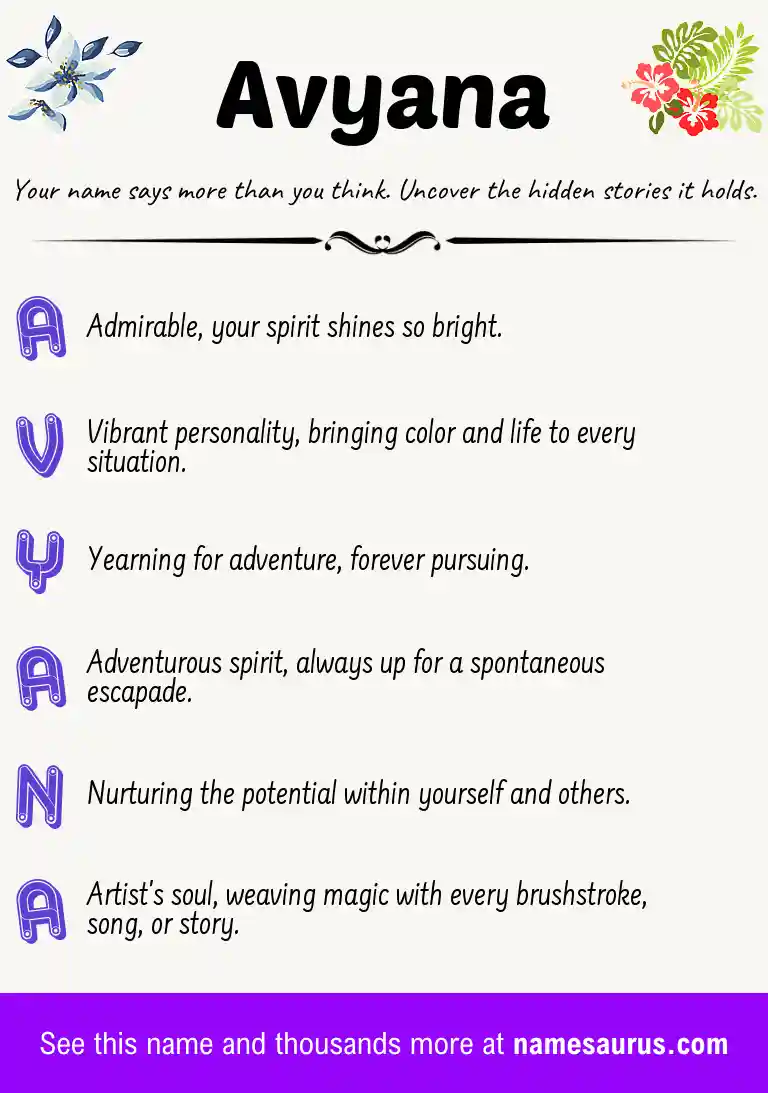 Acrostic poem about Avyana.