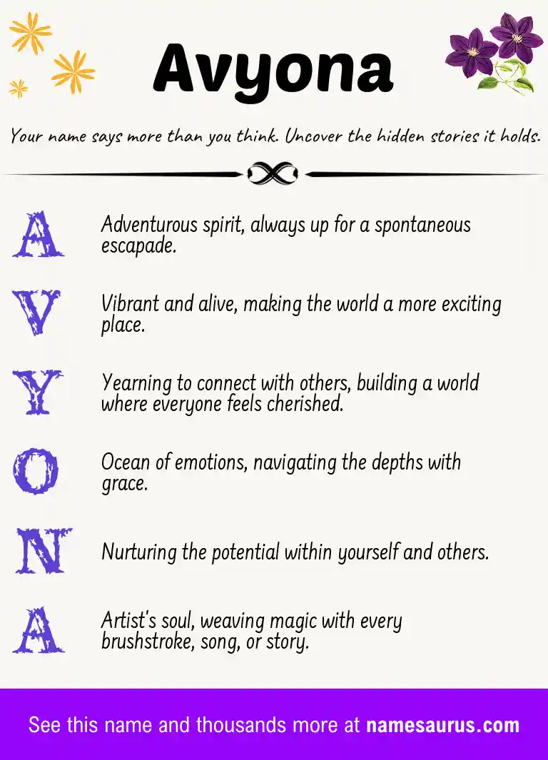 Acrostic poem about Avyona.