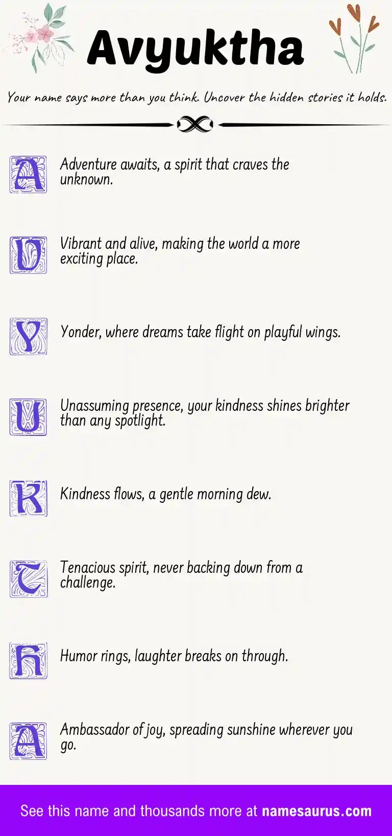 Acrostic poem about Avyuktha.