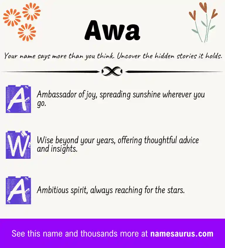 Acrostic poem about Awa.