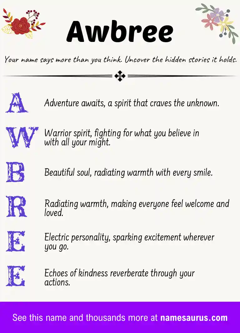 Acrostic poem about Awbree.