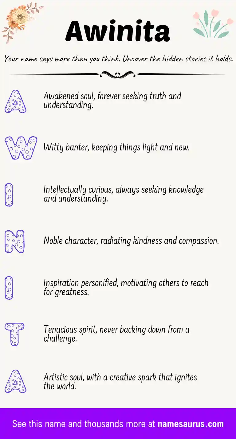 Acrostic poem about Awinita.