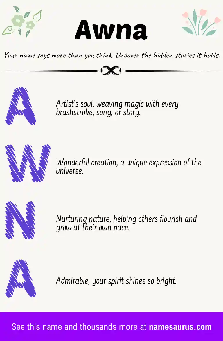 Acrostic poem about Awna.