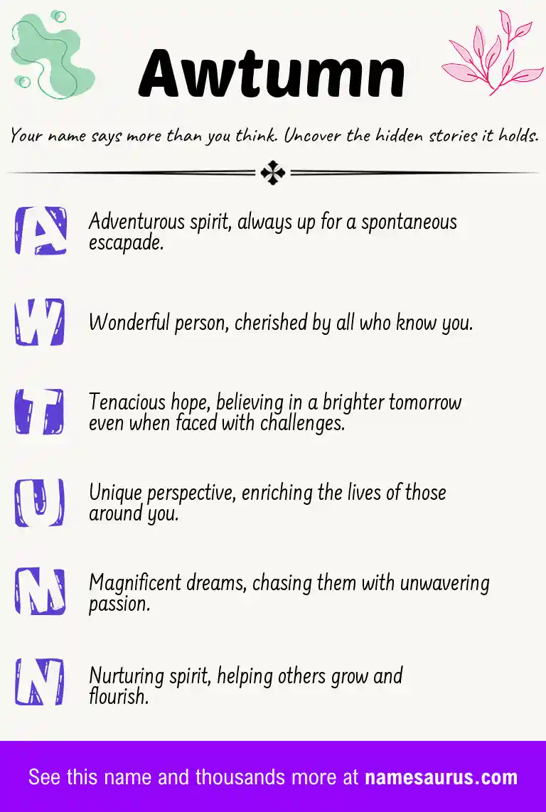 Acrostic poem about Awtumn.
