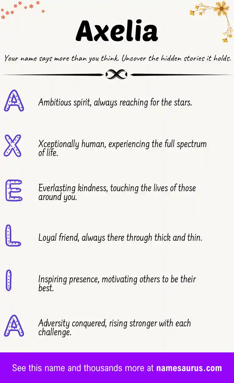 Acrostic poem about Axelia.