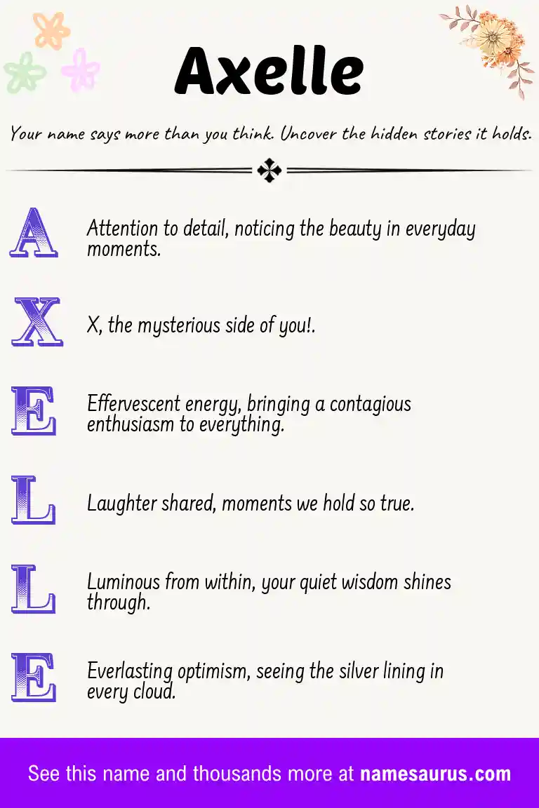 Acrostic poem about Axelle.