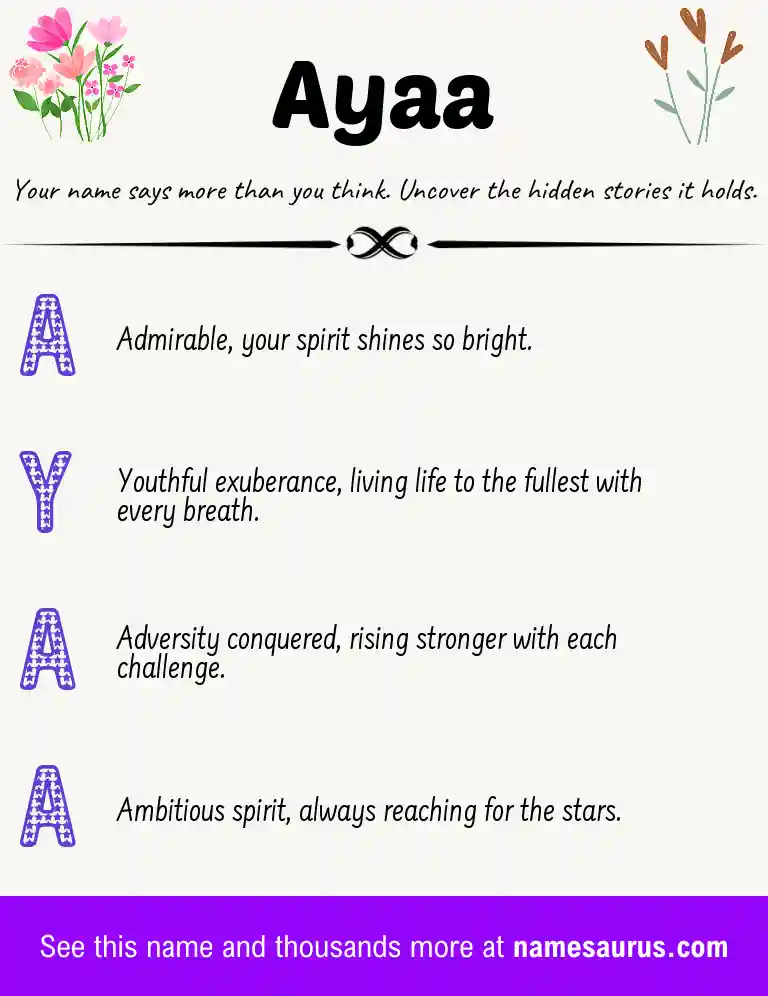 Acrostic poem about Ayaa.