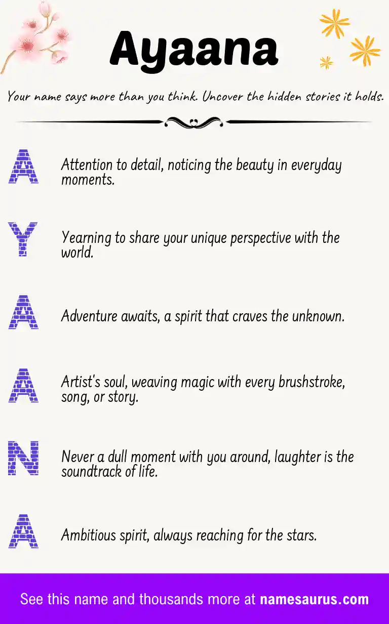 Acrostic poem about Ayaana.