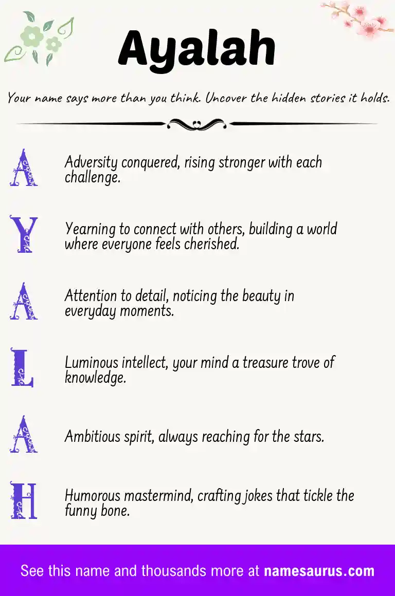 Acrostic poem about Ayalah.