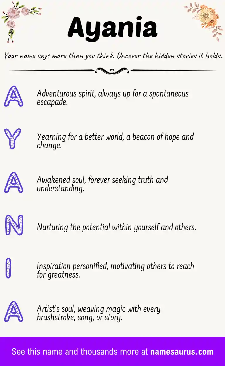 Acrostic poem about Ayania.