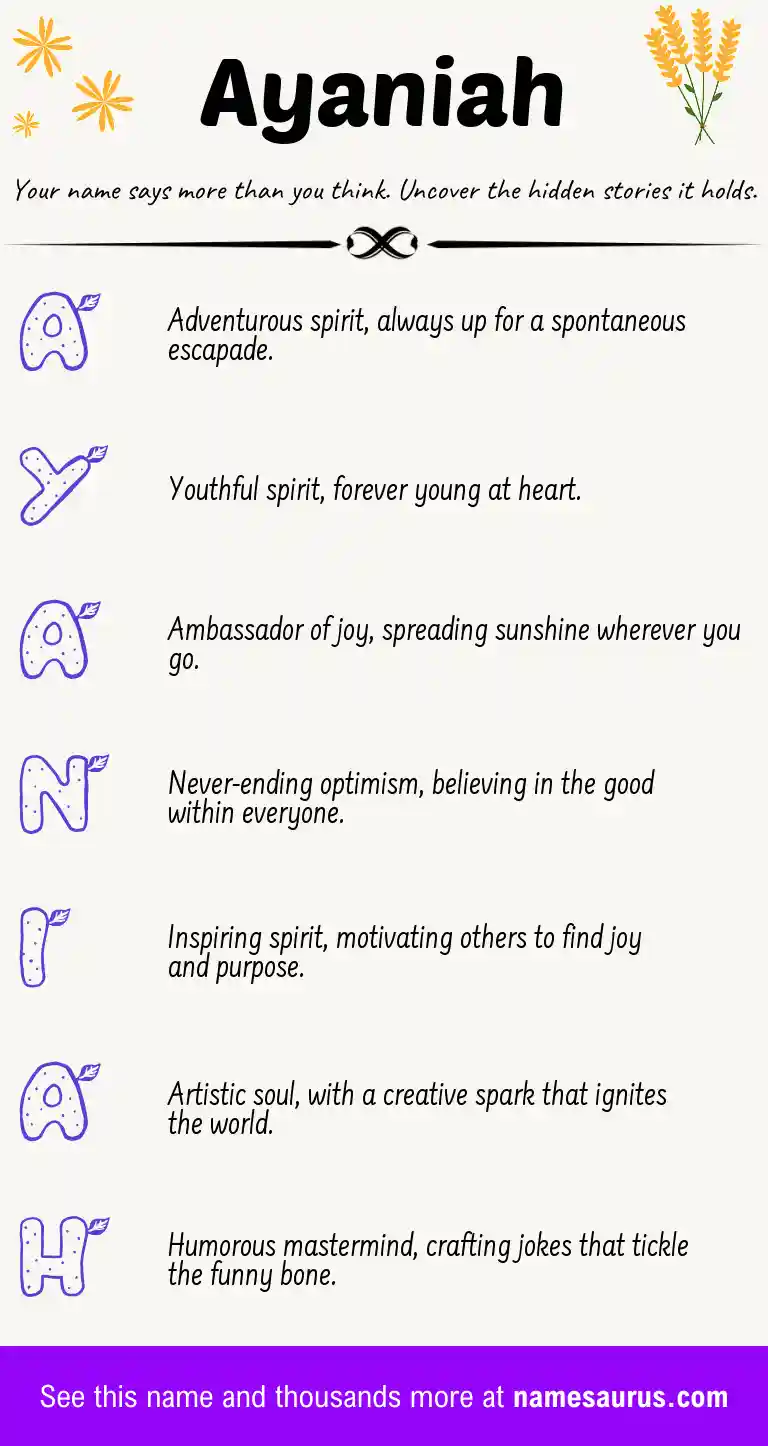 Acrostic poem about Ayaniah.