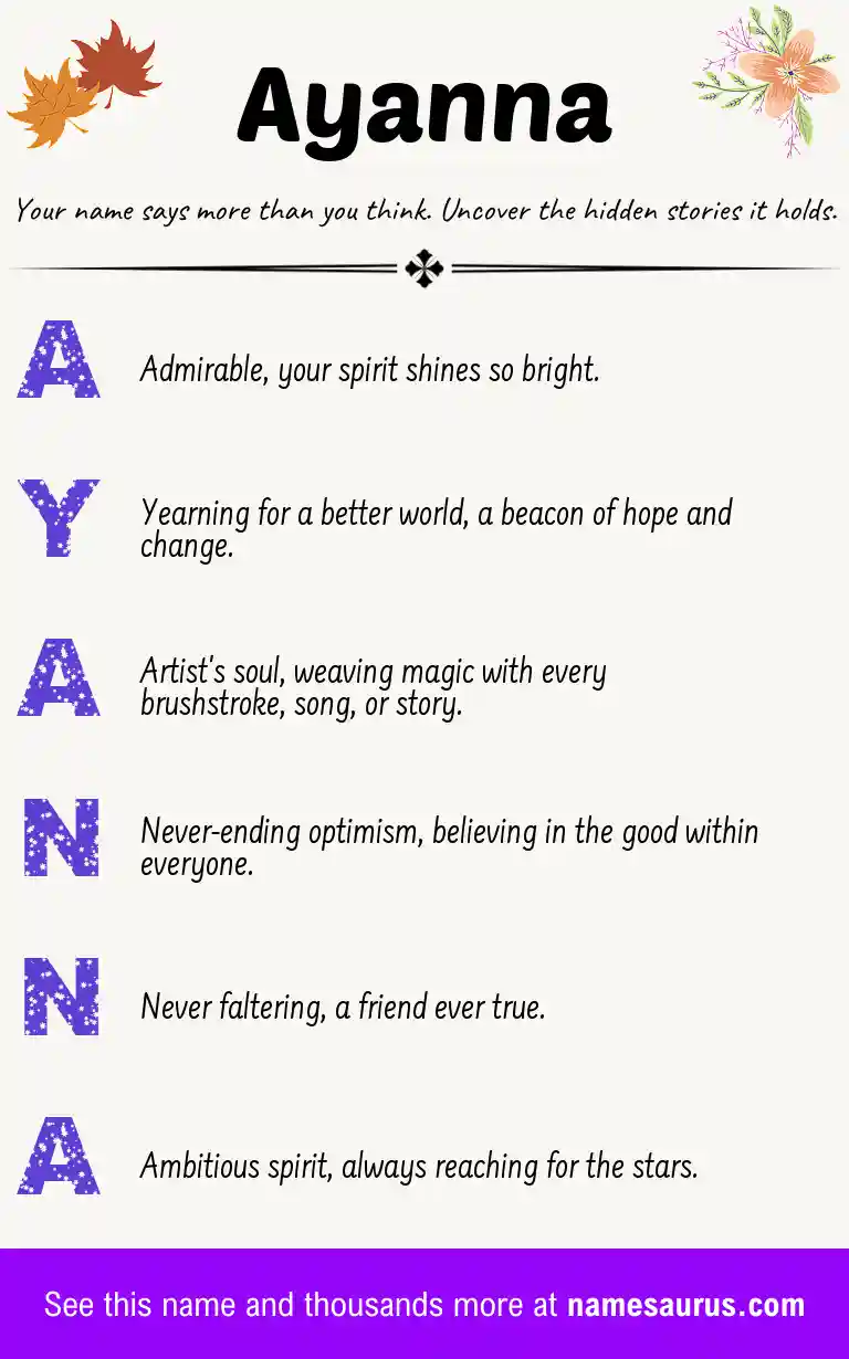 Acrostic poem about Ayanna.