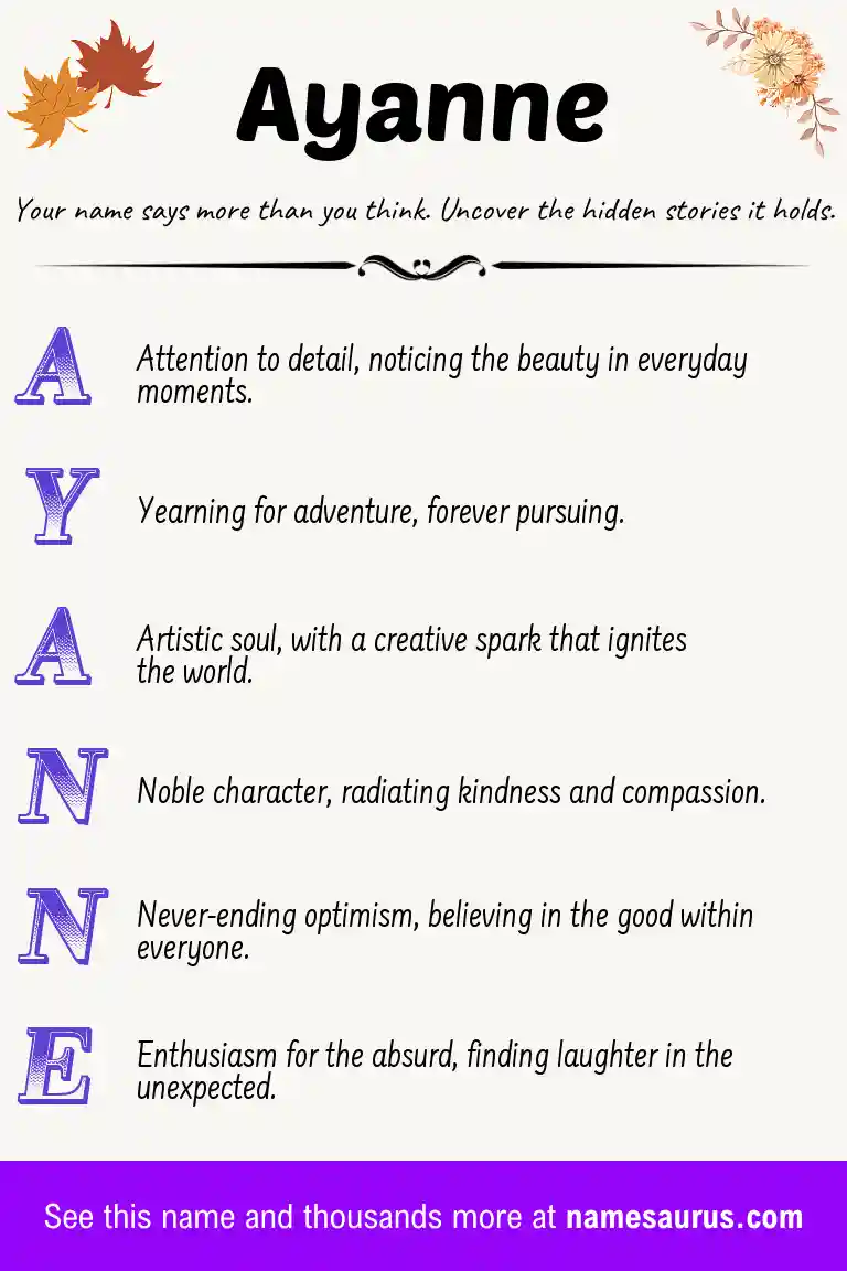 Acrostic poem about Ayanne.