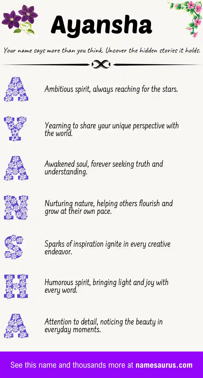 Acrostic poem about Ayansha.